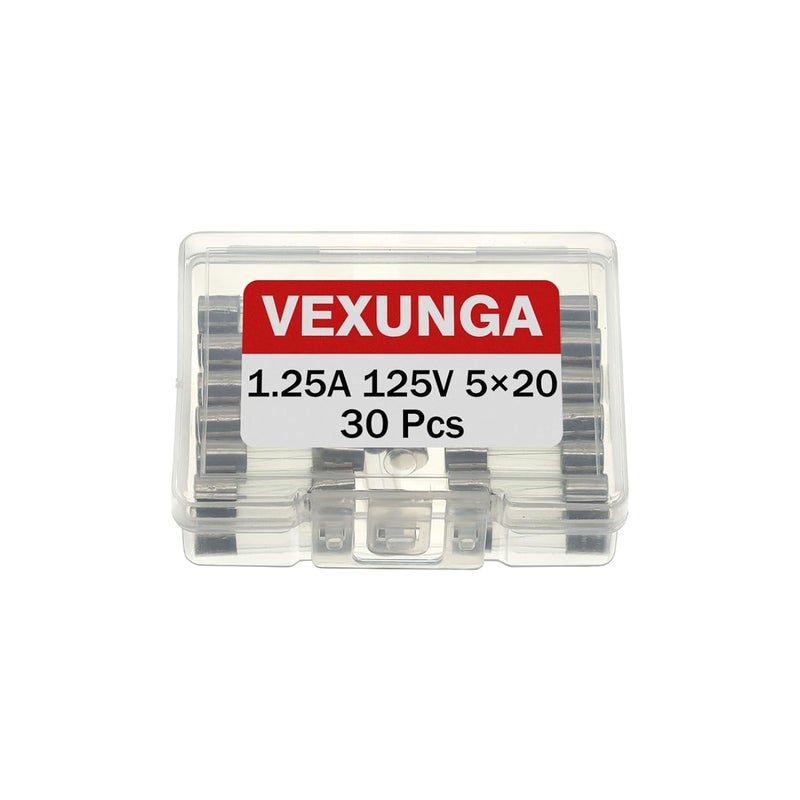 VEXUNGA 1.25A 125V Fuse 1.25 Amp 125 Volt Max Fast Blow Glass Fuses 5x20MM / 0.2x0.78Inch Replacement for Outdoor C9 String Christmas Xmas Lights (Pack of 30pcs) - Image 5